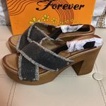 Forever Denim Chunky Heel Shoes Sz 9 Blue Photo 4