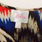 Parker 100% Silk Multicolor Abstract Blouse Elastic Waist Kimono Sleeve Size S Photo 2