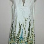 Loft Ann Taylor  floral Vine Leaf Print sleeveless Dress Career size 0 NWT white Photo 0