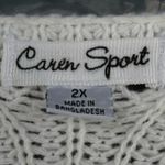 T4 Caren Sport Boho 2X White Textured Knit Sweater Long Sleeve Pullover Top Photo 1