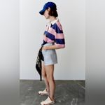 ZARA  Bloggers‎ Favorite Blue Structured Hight Waisted Shorts with Pockets Size L Photo 7