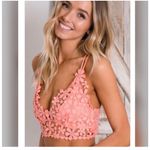 Davi Dani Peach Floral Lace Strappy Bralette Top Photo 0