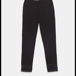 ZARA  black cropped pants with lace hem sz medium Photo 2