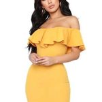 Nikaa Sexy Women's Dress Off Shoulders Size 10 Yellow Photo 0