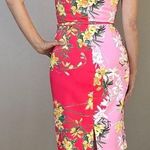 David Meister colorblock orchid floral belted sleeveless sheath dress sz 2 Photo 1