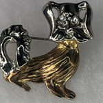Vintage two tone Scotty dog Terrier brooch. Gold Photo 0