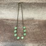 Oval 8 Beaded Rhinestrone Chain Statement Necklace Green Gold Tone‎ Photo 1