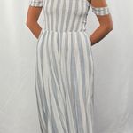 Skylar + Madison Wide Leg Stripe Off the Shoulder Jumpsuit in White Blue Size XS Photo 9