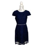 Sam Edelman  Navy‎ Lace Cap Sleeve Sheath Dress Cutout Waist Photo 1