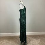 AQUA Green Sequined One Shoulder High Low Midi Sheath Cocktail Dress Size 8 by Photo 2