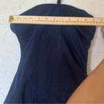 Princess Polly “Donelli” Strapless Navy Blue Shimmer Ruched Mini Dress Photo 4