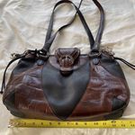 Brighton EMMA Tiny Woven Brown/Black Leather Print D330285 Western Vintage Bag Photo 5