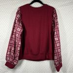 Anthropologie Porridge NWT Maroon Red Textured Plaid Puff Sleeve Top Photo 6