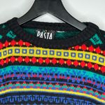 Vintage 80’s 90’s PASTA Colorful Bird Sweater Black Size L Photo 2