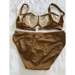 DKNY Brown Bikini Embellished Full Coverage Old Money Resort Beach Pool Size 10 Photo 3
