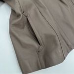 Calvin Klein Leather Jacket XS Women’s Fitted Sleek Taupe Tan Neutral Zip-flaws Photo 12