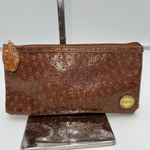 SOHO London New York Brown Ostrich Embossed Clutch Pouch with Charm Photo 1