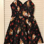Hot Topic  Y2K Fit & Flare Dress - Iconic Skull Roses Rare Goth Pin Up Girl Sz L Photo 0