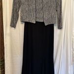 Alex Evenings  Women Size 14 Maxi Dress W/ Jacket Black Silver Sparkle Set Formal Photo 0