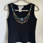 Joseph A Y2K Beaded Tank Top KNit Size MPetite Black Festival Boho Hippie Western Wear Photo 2