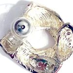 Kenneth Cole VTG ENAMELED SILVER EARRINGS Red White Square Knot KC Signed 5/8” Photo 2