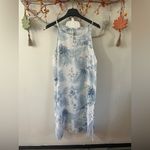 Lungo L’arno Floral Blue and White Dress 100% Linen Size M Photo 2