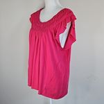 Free People  Pink Off-Shoulder Blouse Womens Size Medium ruffle neckline Photo 3