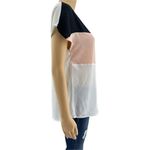 H&M (S) White Pink Black Color Block Asymmetrical Stripe Officewear Blouse Top Photo 1