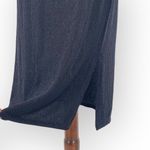 Fourteenth Place NWT Black Metallic Slit Hem Midi Dress Size Large Holiday Sexy Photo 6