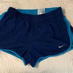 Nike  Navy and Green Athletic Shorts for Running Photo 0