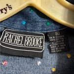 VTG Rachael Brooke Colorful Embroidered Polka Dot Denim Jacket XL Blue Photo 5