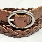 American Eagle Brown Braided Leather Belt Silver Buckle - Large (L) ✨ Photo 9