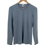 Missoni  Womens‎ Vintage Ladder Lace Crew Neck Long Sleeve Pullover Top Blue Gray Photo 0