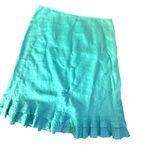 Willi Smith Willi Smith 100% Irish Linen Layered Ruffle Hem Skirt Womens 8 Green Feminine Photo 5