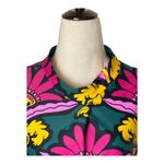 Jude‎ Connally Shirt Women Large Green Purple Floral Jersey Macy Mock Neck Boho Photo 5