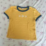 SO  waffle knit ringer tee embroidered daisies Photo 0