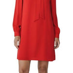 Jill Jill Stuart  Women’s Red Bow Tie Long Sleeve Mini Dress size 14 Photo 0