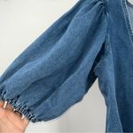 ZARA  Denim Blue Puff Sleeve Blouse Photo 1