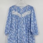 Eileen West ballet nightgown women's small blue floral embroidered button front Photo 1
