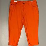 Caribbean Joe Bright Orange Ribbed Cotton Summer Beach Resort Festival Capri Pants Photo 0