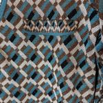 Zara Knit Jacquard Dress Long Sleeve Geometric Print Mini Teal Brown Size Small Blue Photo 4