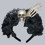 Goth/Halloween black roses black lace and skeleton skill/ hands hair piece Photo 3