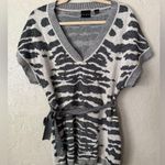 Tribal Sweater Dress Womens M Silver Gray Zebra Print Belted Tunic Top Size M Photo 0