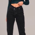 Abercrombie & Fitch The Dad High Rise Black Curve Love Criss Cross Jean Size 4 Photo 0