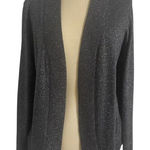 Worthington  Size Petite Medium Silver Sparkle Cardigan Black Lightweight Sweater Photo 0