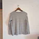 Loft Ann Taylor Light Gray Lace Detail Crewneck Women's Lightweight Sweater Photo 8