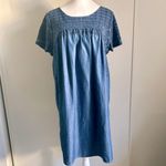 Lucky Brand  Shirred Blue Chambray Short Sleeve Dress Photo 9