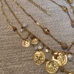 Boutique Gold Coin Multi Layer Necklace and Earrings Set Photo 2