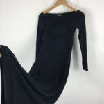SER.O.YA Irene Black Off Shoulder Cut Out Bodycon Midi Dress Small Emo Goth Photo 13