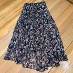 Abercrombie & Fitch Abercrombie Fitch Black Floral Pleated Chiffon Maxi Skirt XS High Low Ruffle Photo 5